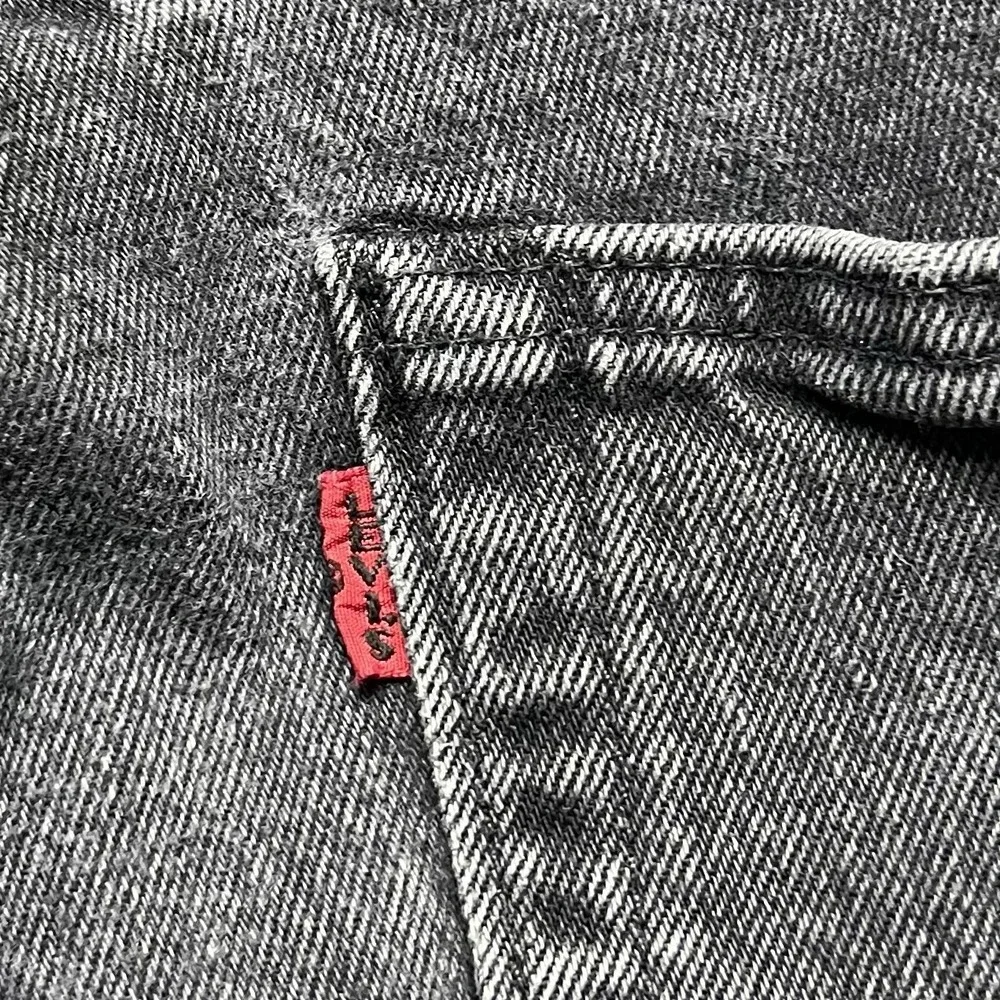 Levis 501 ST Jeans Mens‎ 34x32 Black Denim Button Fly Premium Slim Taper Big E